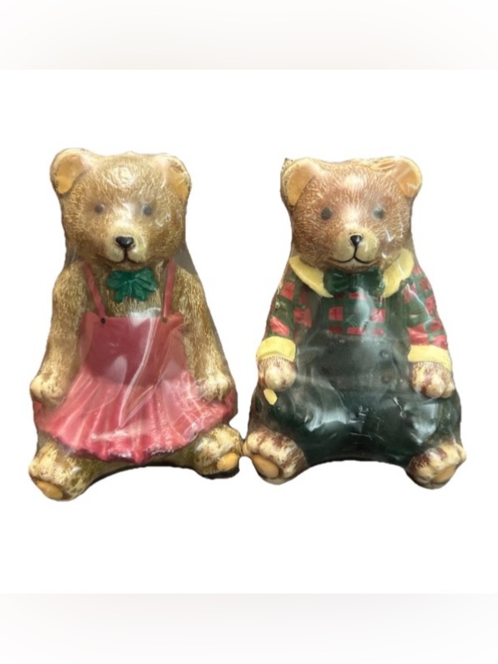 Vintage Teddy Bear Figural Candles Set Country Holiday Christmas Decor New